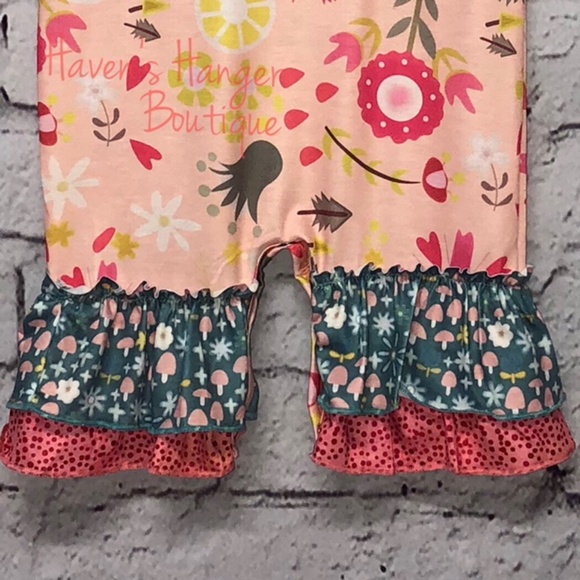 Cute Multi-Print Girl's Infant Capri Romper - Picture 3 of 5